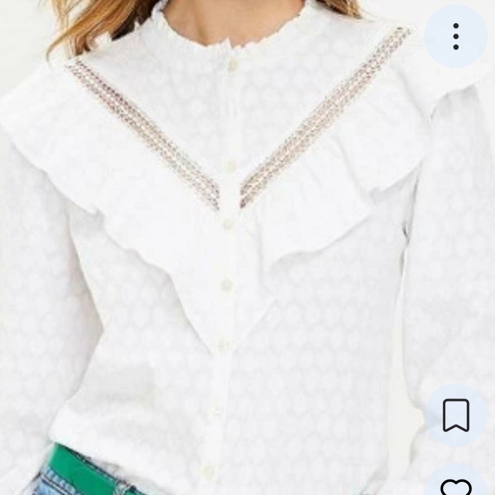 Loft Victorian Revival Buttondown Prarie Ruffle Jacquard Castlecore Cos Theater